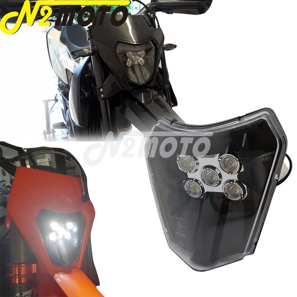 LED 12V 30W Dual Sport Dirt Naked Bike Headlight Replacement Emark E8