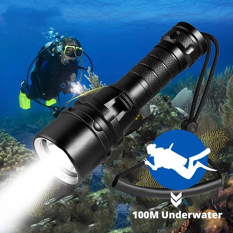 Led Diving Flashlight Torch M Underwater Waterproof Rechargeable L