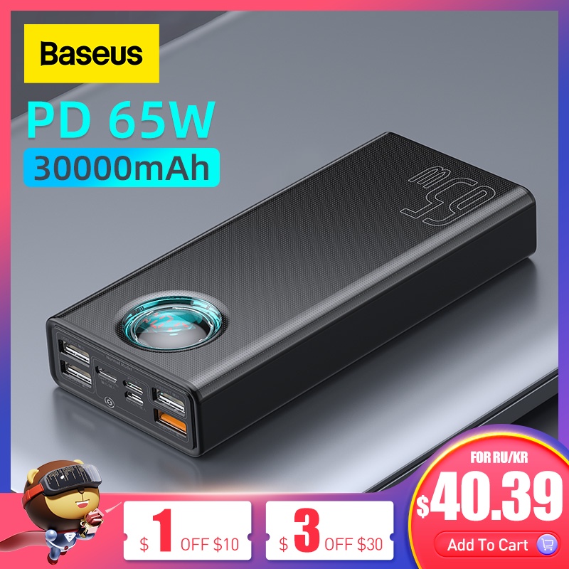 Baseus 65W Power Bank 30000mAh 20000mAh PD Quick Charge FCP SCP