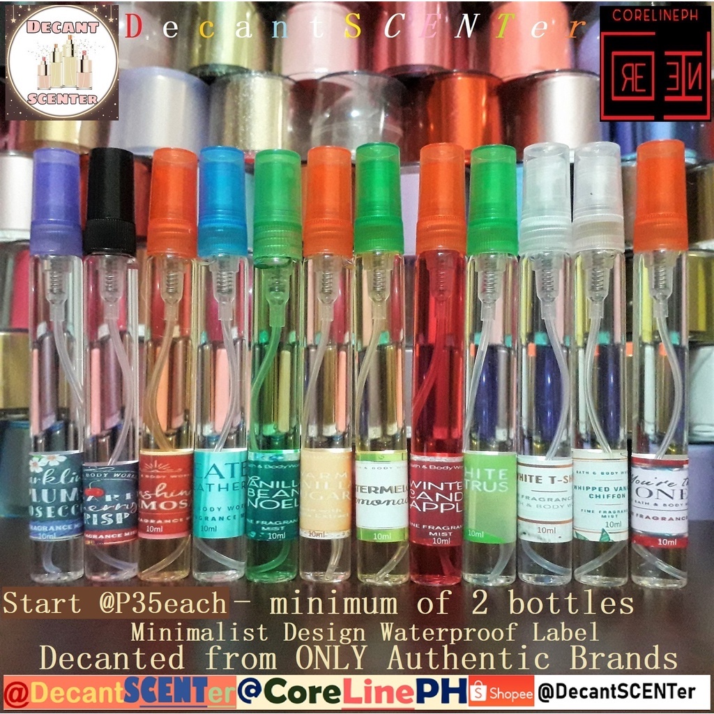 Authentic BBW Decants 10ml Minimalist Label Min 2 Bottles Shopee