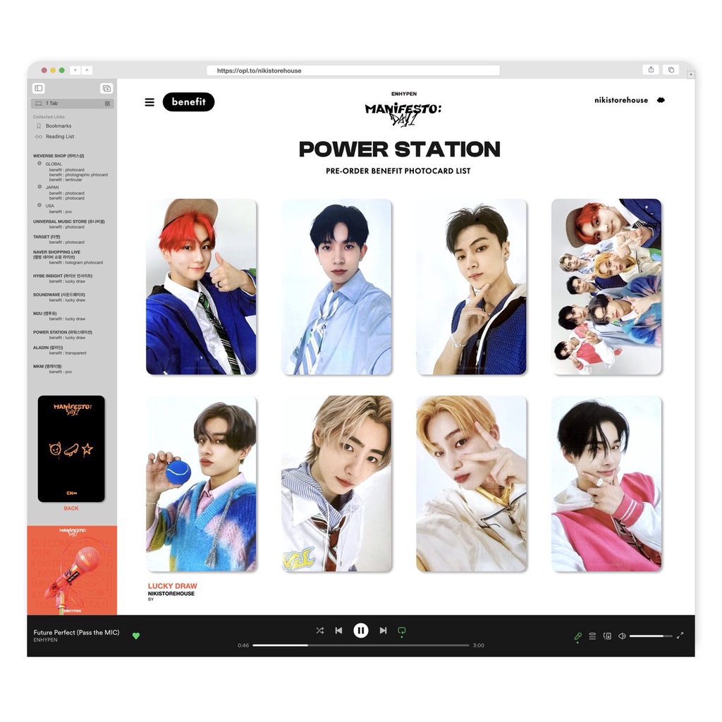 Ready Enhypen Album Manifesto Mdo Day Weverse Version Pc Photocard