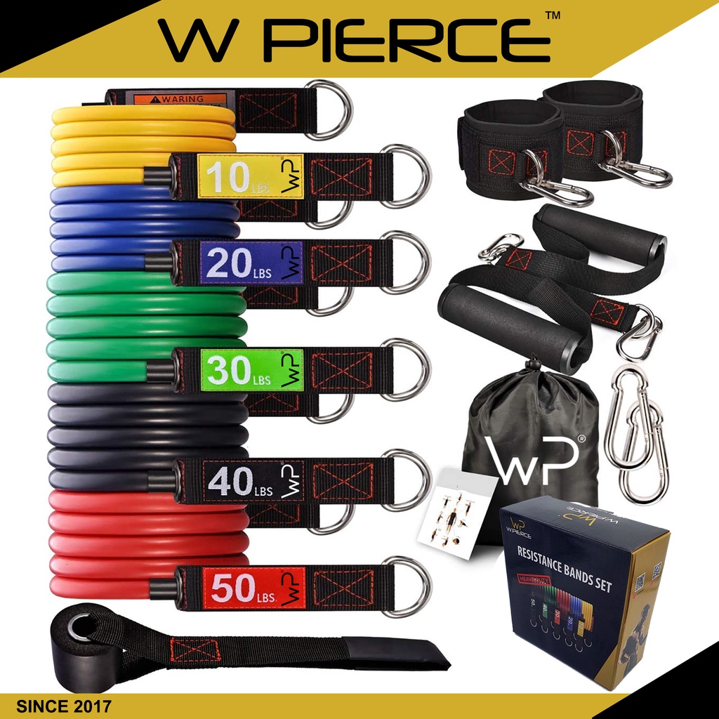 11pcs Resistance Tube Set WPierce With 5 Stackable Premium Cable Bands