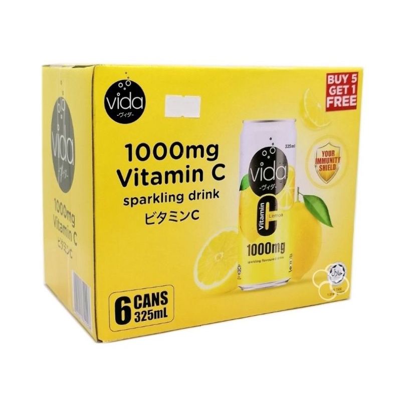 Vida Vitamin C Lemon Sparkling Drink 325mL 5 1 Promo Pack Shopee