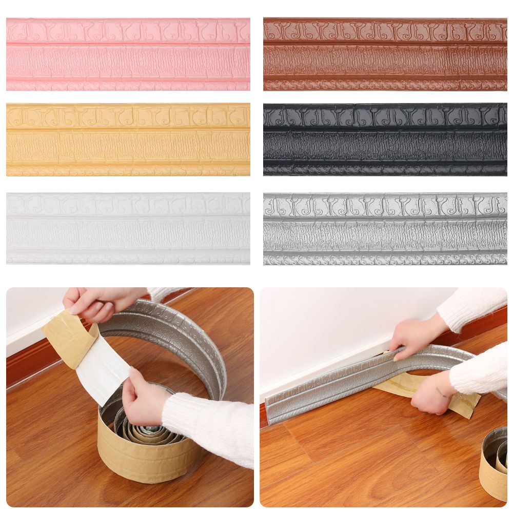 Fashion 3D Decorative Strip Self Adhesive Baseboard Wallpaper Skirting