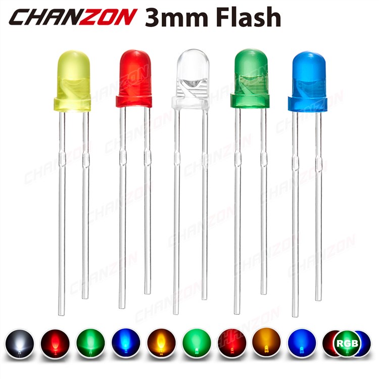 Pcs Mm Led Diode Flashing White Red Green Blue Yellow Rgb Fast