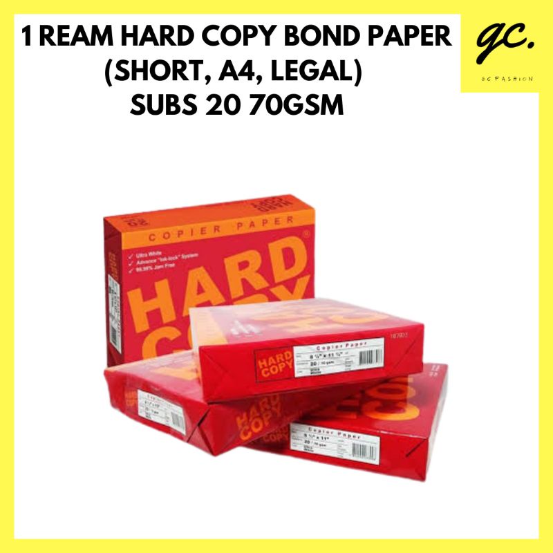 Gc Hard Copy Bond Paper Gsm Short A Legal Shopee Philippines