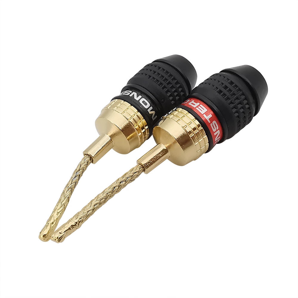 Pair Gold Plated Mm Banana Plug Connectors Braided Wire Flex Pins