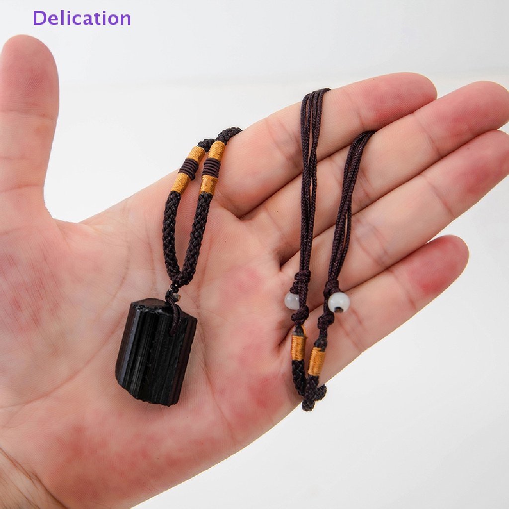 Delication Natural Black Tourmaline Stone Necklace Crystal Black