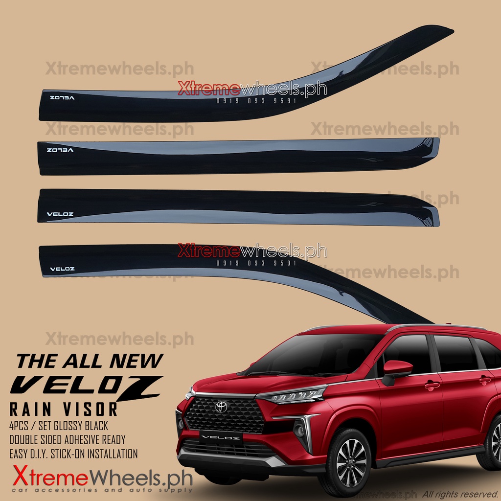 Toyota Veloz 2022 2023 Black Thailand Made Slim Type Rain Gutter Door