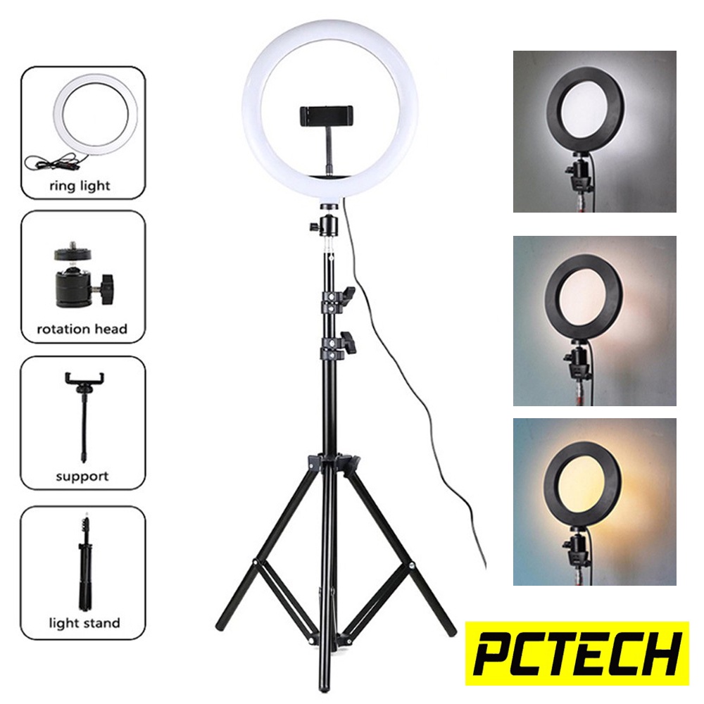 Pctech Cm Selfie Led Ring Light With Stand Phone Holder Photo Studio