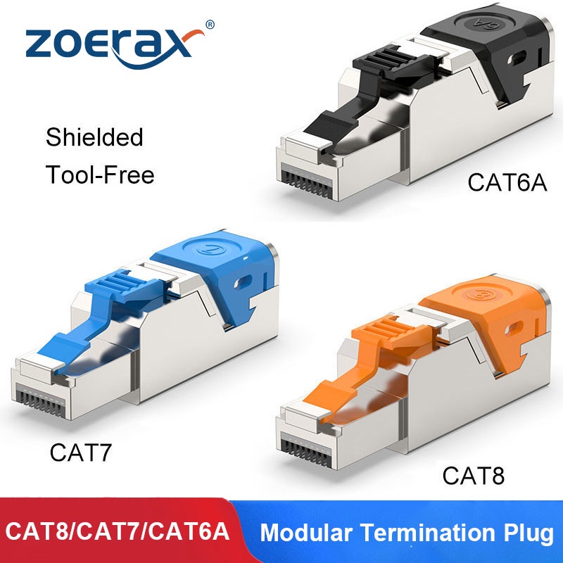 Zoerax Cat6a Cat7 Cat8 Ethernet Cable Connector Rj45 Metal Tool Free