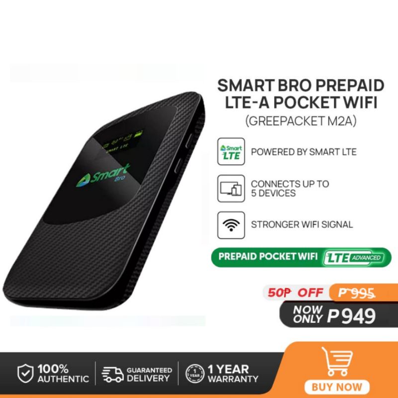 Smart Bro Pocket Wifi Prepaid Greenpacket M A Lte A Advanced Shopee