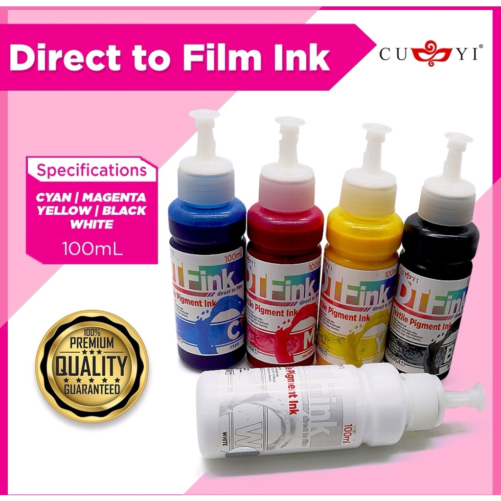 100ml DTF Direct To Film Textile Pigment Ink C M Y BK And White