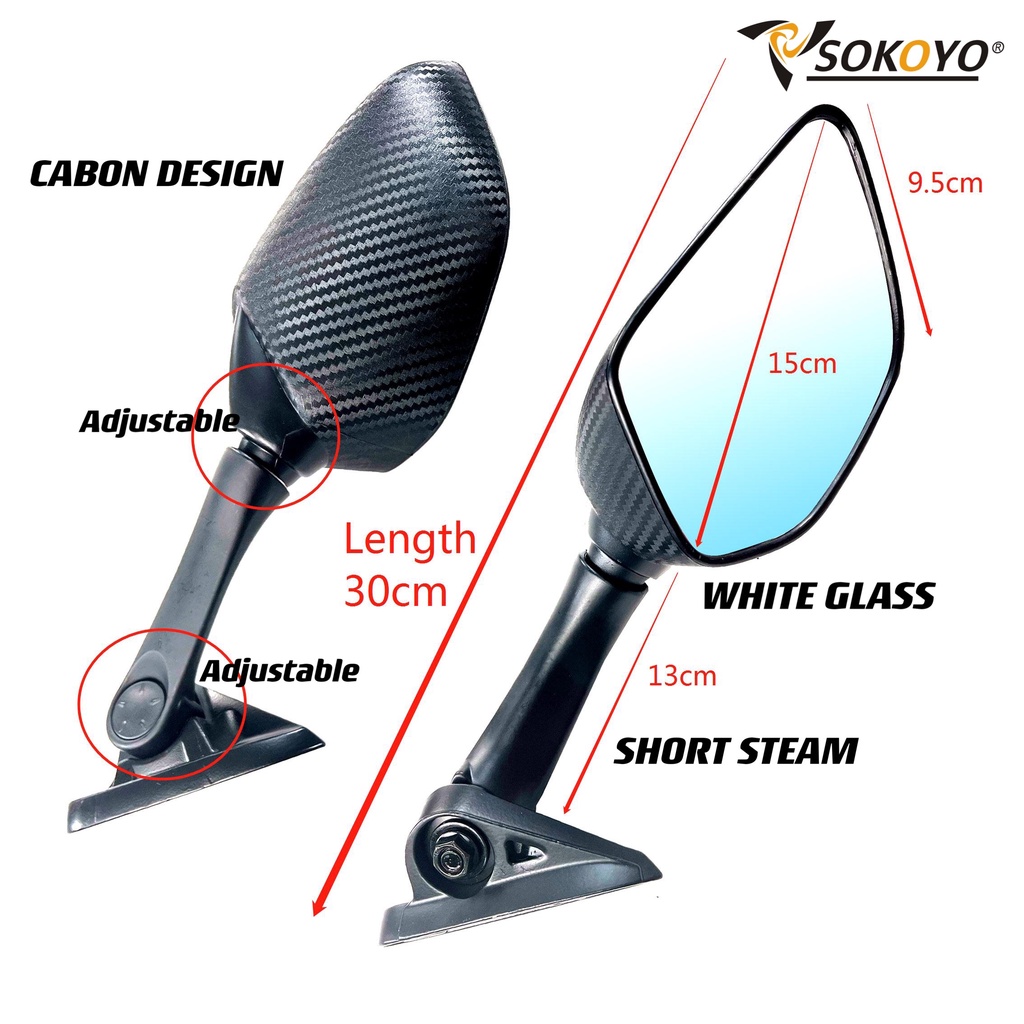 Pair Carbon Short Stem Front Side Mirror For Honda And Rusi Adv Pcx