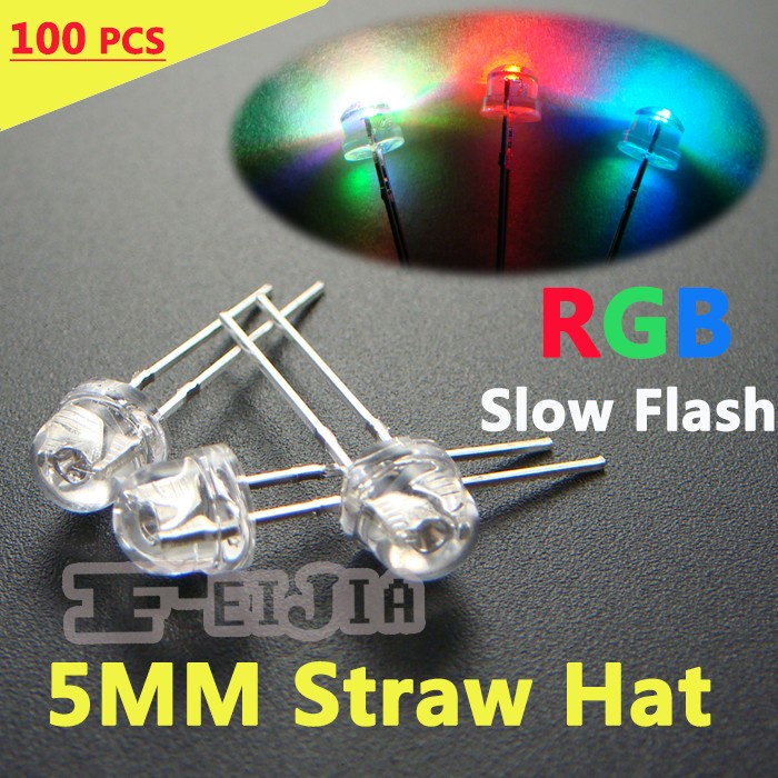 Pcs Mm Superbright Transparent Straw Hat Led Rgb Slow Flash