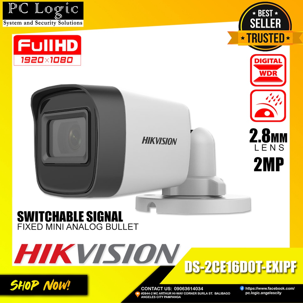 Hikvision Ds Ce D T Exipf Mp Fixed Mini Analog Bullet Mm Lens