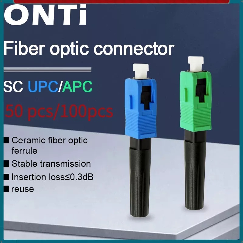 ONTi 100PCS Fiber Optic Fast Connector FTTH Drop Cable Single Mode SC