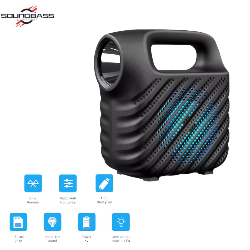 3 Inch Mini Big Bass Portable Wireless Bluetooth Speaker With Torch