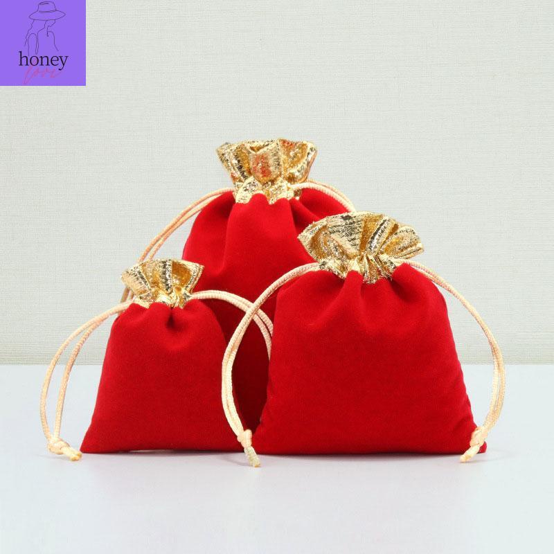 7x9 CM Red Velvet Phnom Penh Flannelette Jewelry Pouch Gift Bag