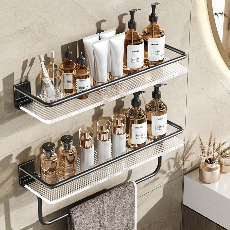 Bathroom Rack Shelf Wall Mounted Strong Acrylic Toilet Adhesive