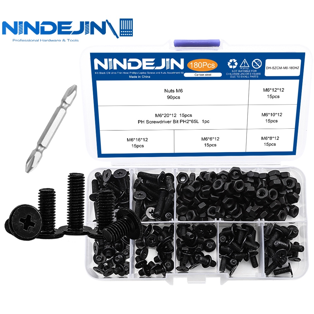 Nindejin M M Thin Flat Head Laptop Screw Set Black Carbon Steel Ultra