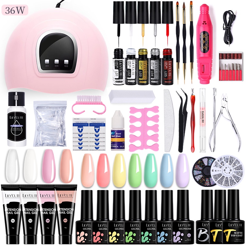 Lilycute Gel Nail Polish Kit With Uv Lamp Nail Art Line Gel Vernis Semi