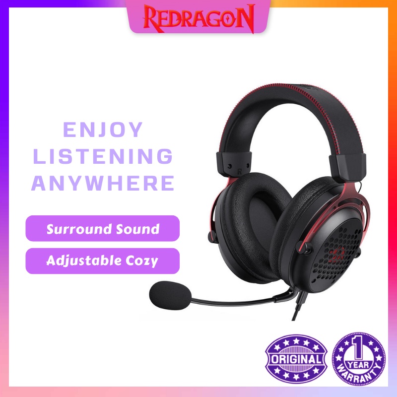 Redragon H386 USB Diomedes Wired Gaming Headset 7 1 Surround Sound 53MM