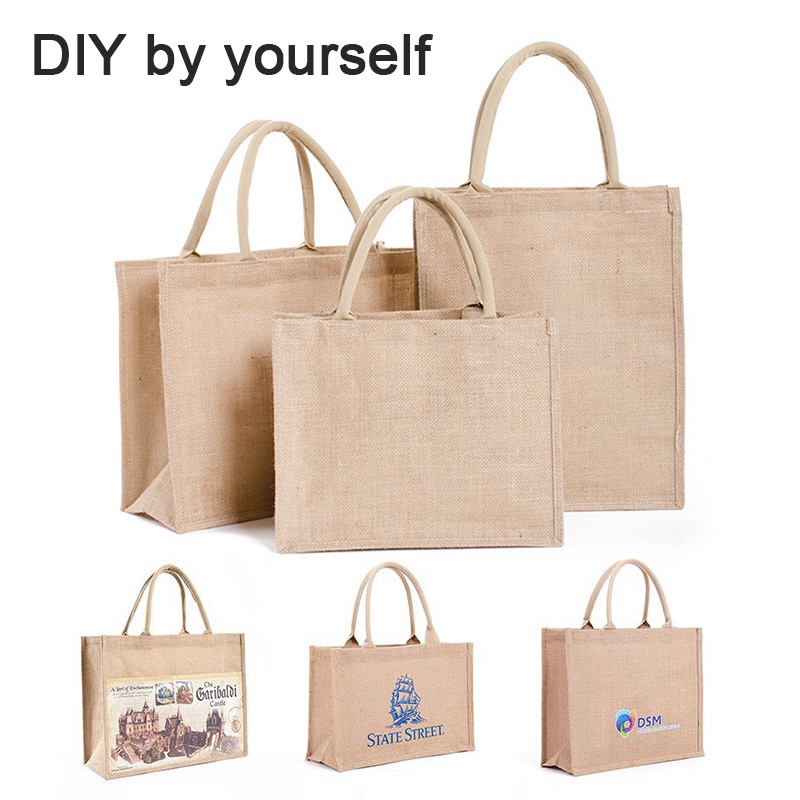 Natural Linen Bags With Soft Cotton Handles Bag Eco Friendly Reusable