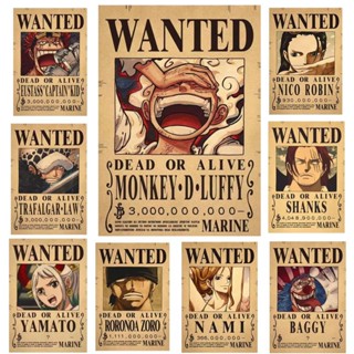 Poster One Piece Wanted Poster Luffy Gear Nika Kraft Paper Vintage