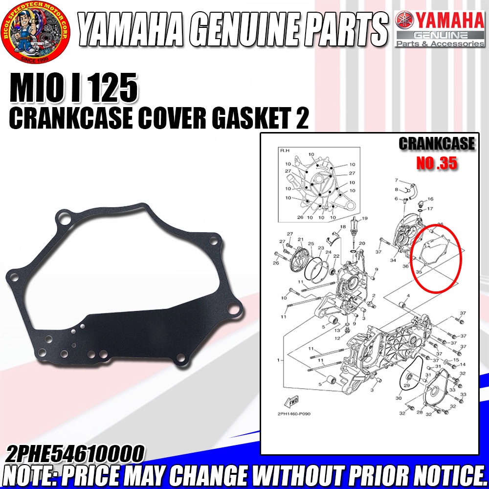 Mio I Crankcase Cover Gasket Ygp Genuine Ph E