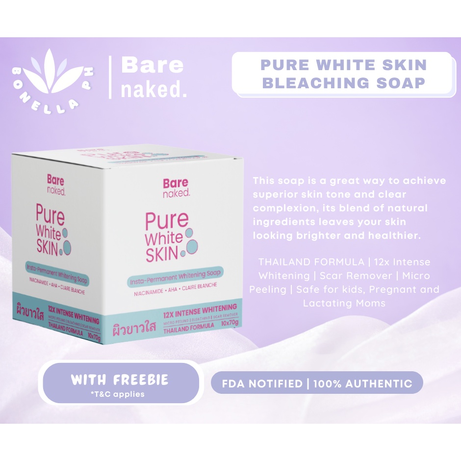 Pure White Skin 12x Whitening Bleaching Soap Thailand Formula By Bare