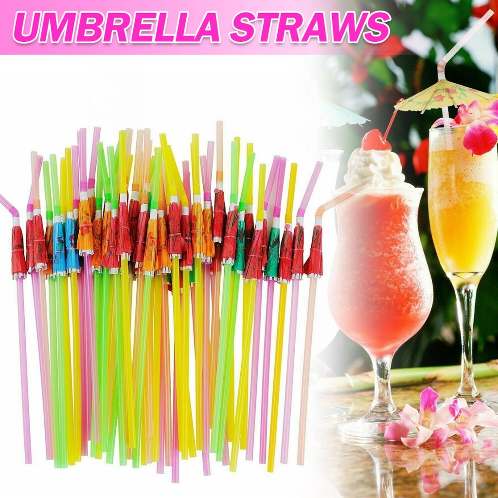 50 Pcs Hawaiian Beach Cocktail Luau Party Decorations Umbrella Parasol