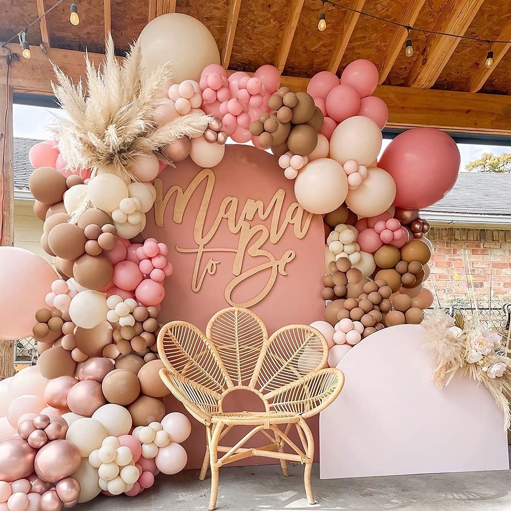 142Pieces Pink Blush Peach Nude Balloons Jungle Safari Baby Shower