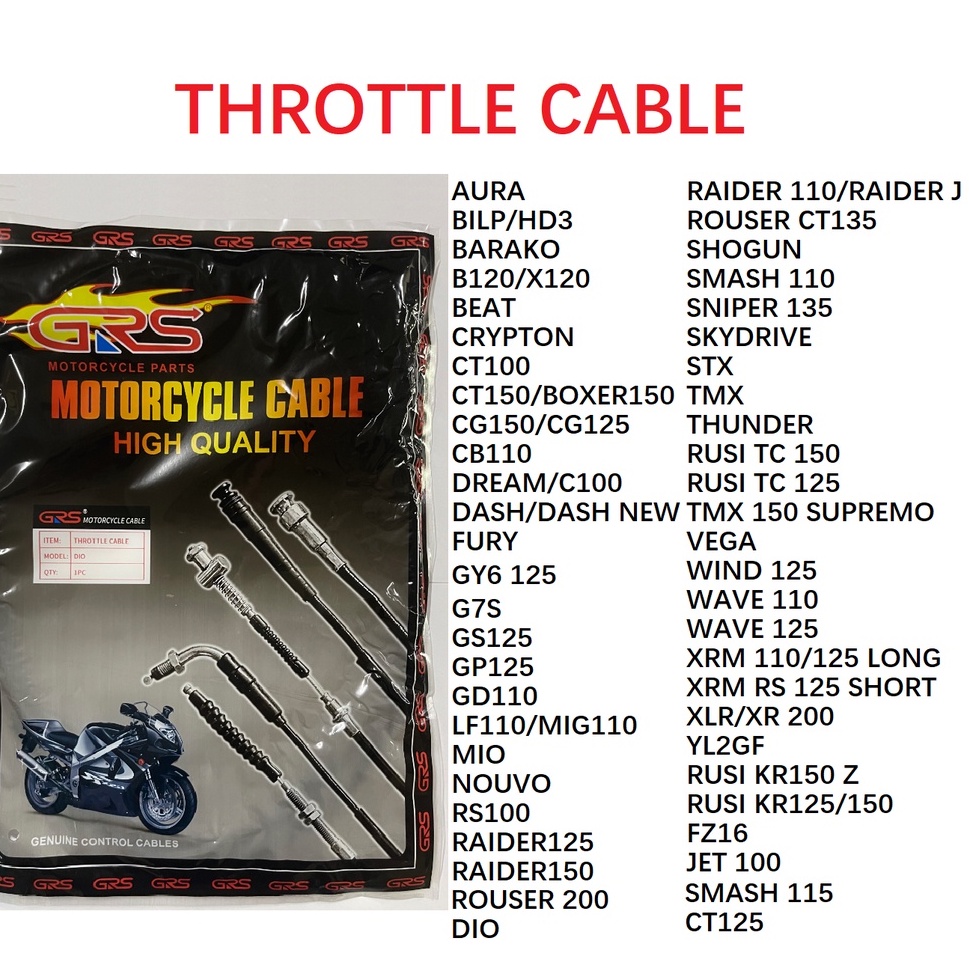 Tlj Motorcycle Grs Throttle Cable Pc Xrm Tmx Wave Rusi Mio Smash