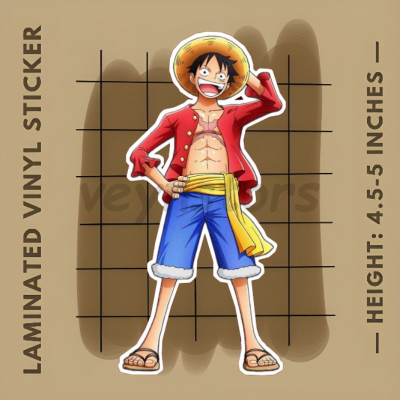 One Piece Luffy Strawhat Peeker Waterproof Vinyl Sticker For Aquaflask