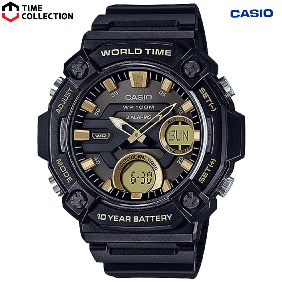 Casio AEQ 120W 9A Digital Analog Rubber Strap Watch For Men Shopee