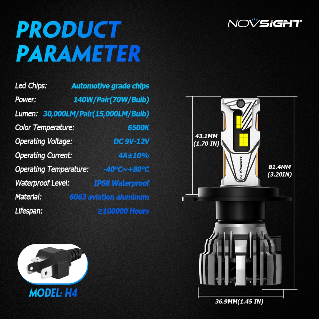 Novsight New N H Led Headlight Car Light Bulb H H W