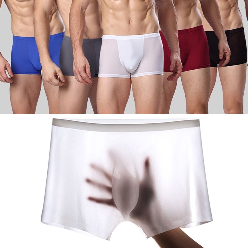 Summer Ice Silk Men S Underwear D Transparent Sexy Boy Boxer Shorts