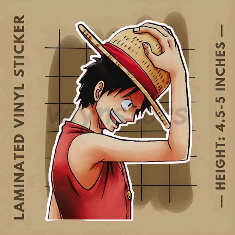 ONE PIECE LUFFY STRAWHAT PEEKER WATERPROOF VINYL STICKER FOR AQUAFLASK