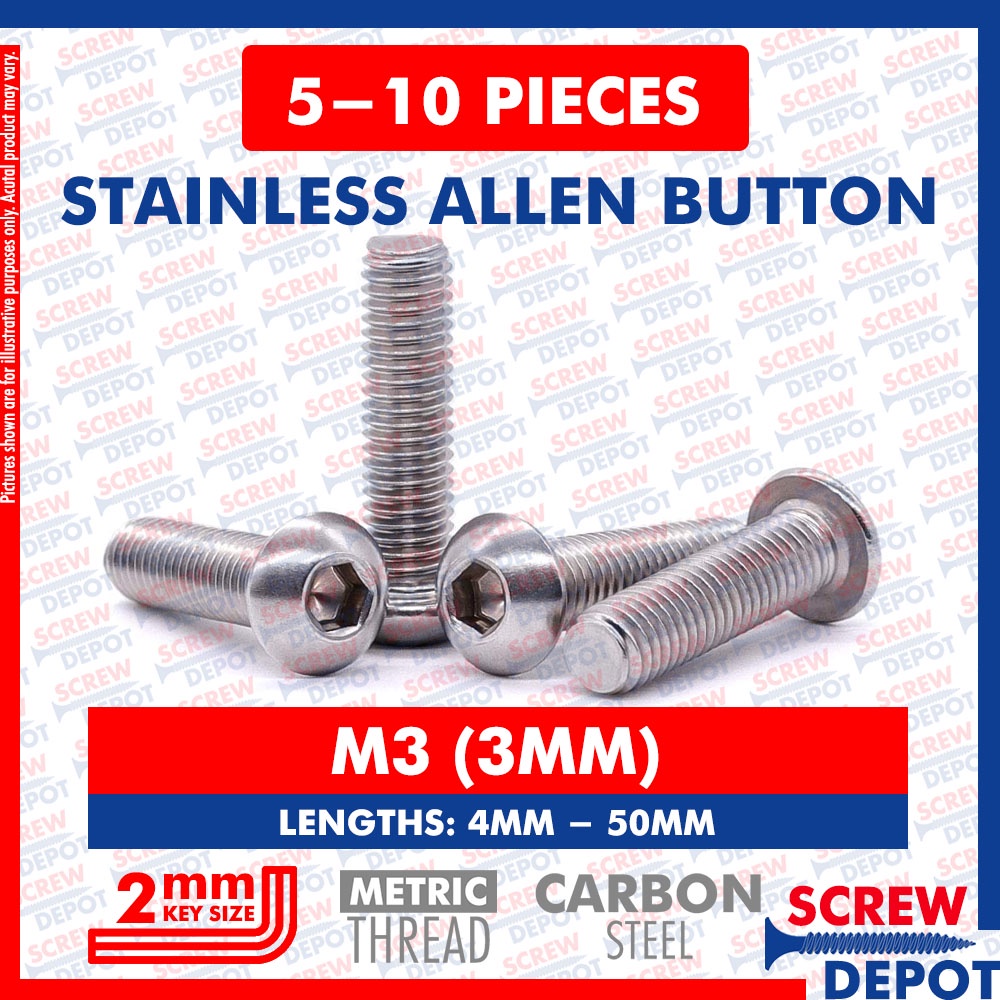 Pcs M Mm Ss Allen Button Socket Button Stainless Allen