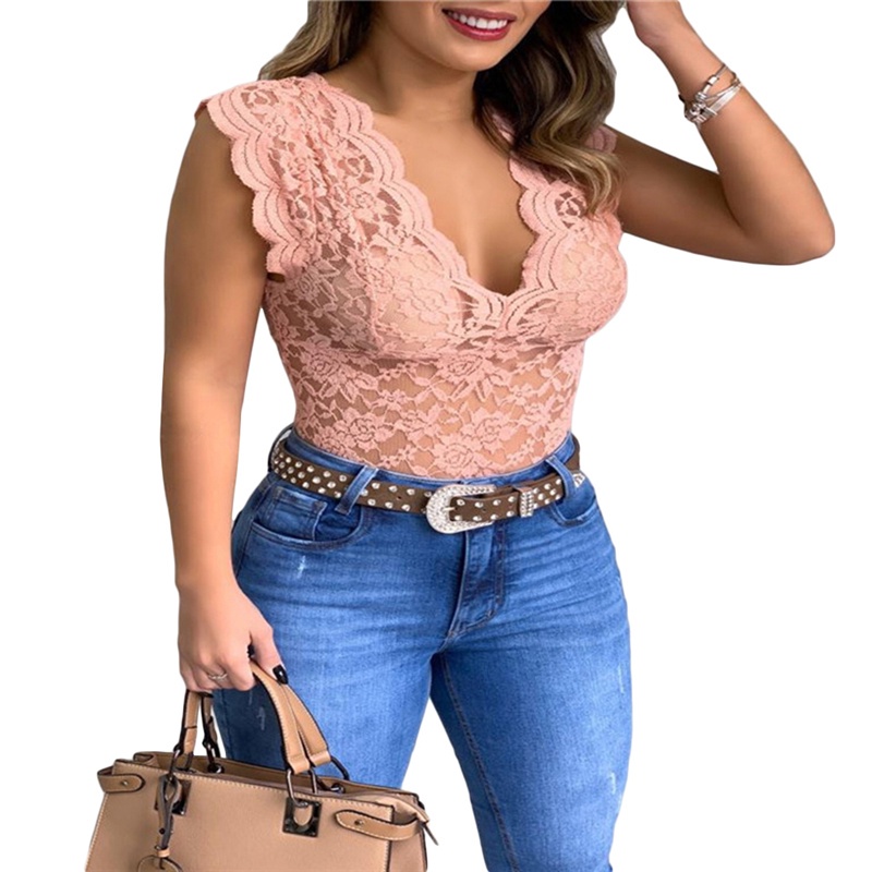 New Summer Fashion Women Shirt Sexy Lace Shirt See Through Casual Slim