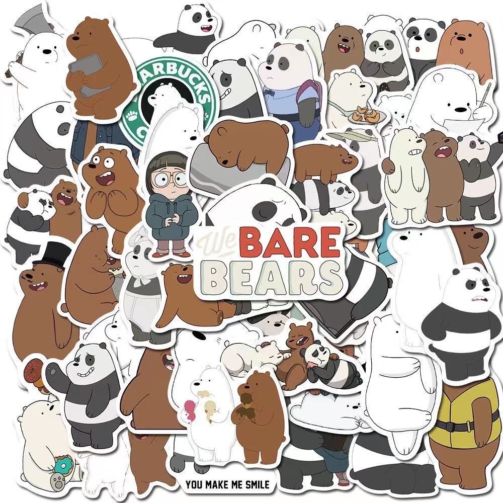 50pcs We Bare Bears Sticker Grizzly Panda Ice Bear Cartoon Cute