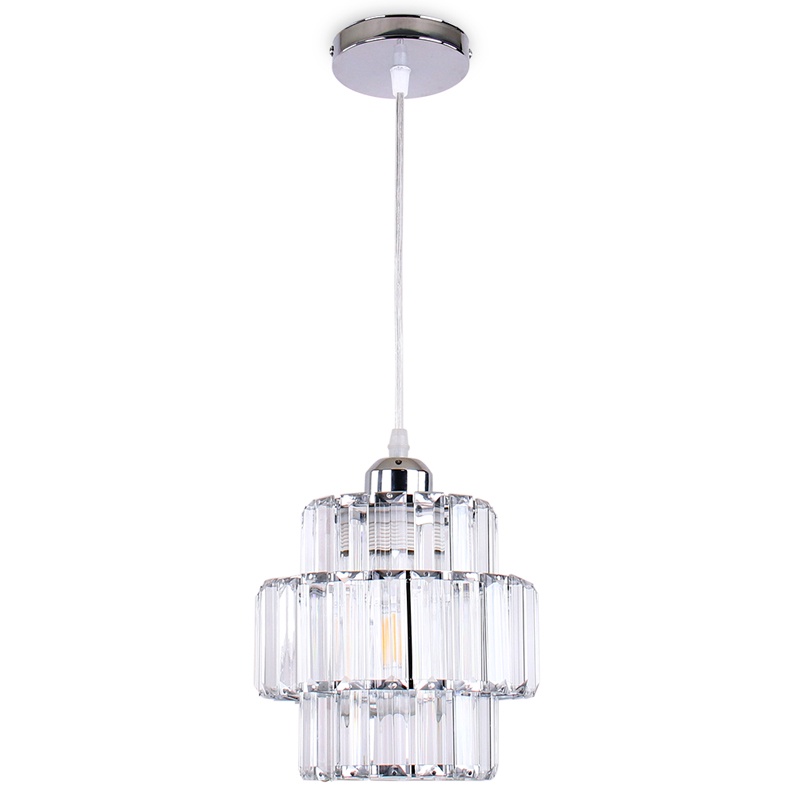 Mini Chandelier Chrome Ceiling Light 2 Layer Crysta Flush Mount Ceiling