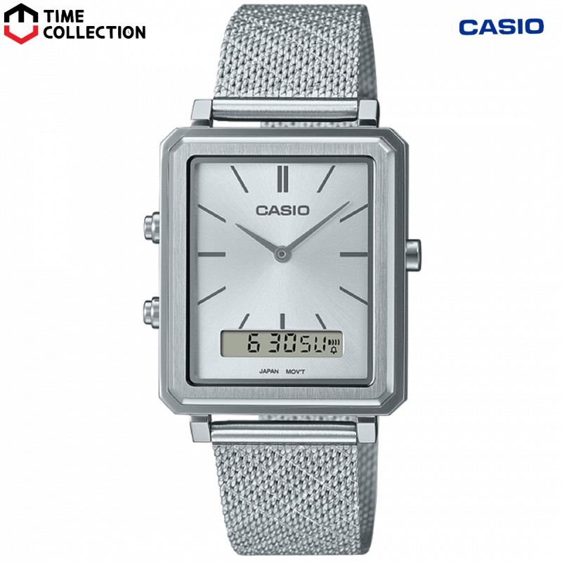 Casio Mtp B M E Digital Analog Stainless Steel Strap Watch For Men