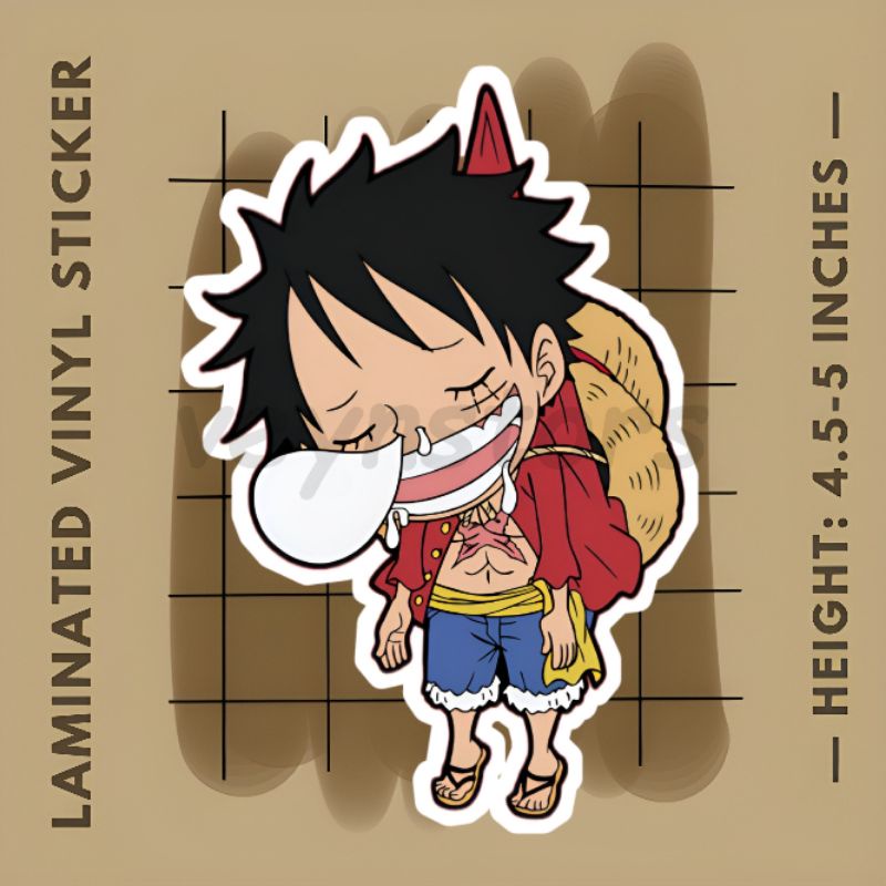 One Piece Luffy Strawhat Peeker Waterproof Vinyl Sticker For Aquaflask