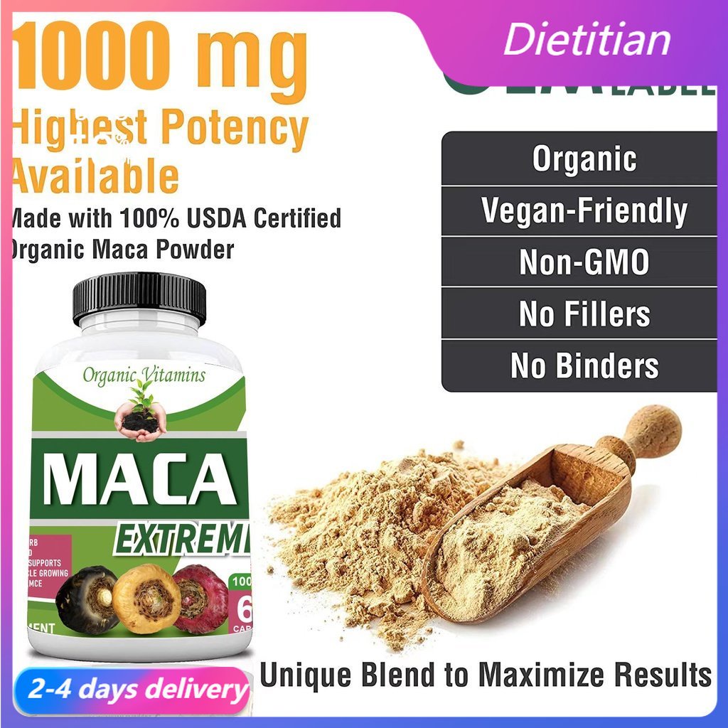 Organic Maca Root 1500 Mg With Black Red Yellow Peruvian Maca Root