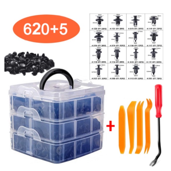 625Pcs Auto Fastener Clip Car Body Push Retainer Pin Rivet Bumper Door