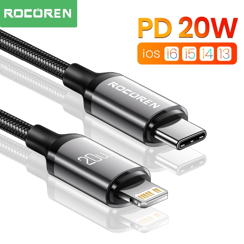 Rocoren PD 20W USB C Cable For IPhone 14 13 12 Pro Max X XR Mini Fast