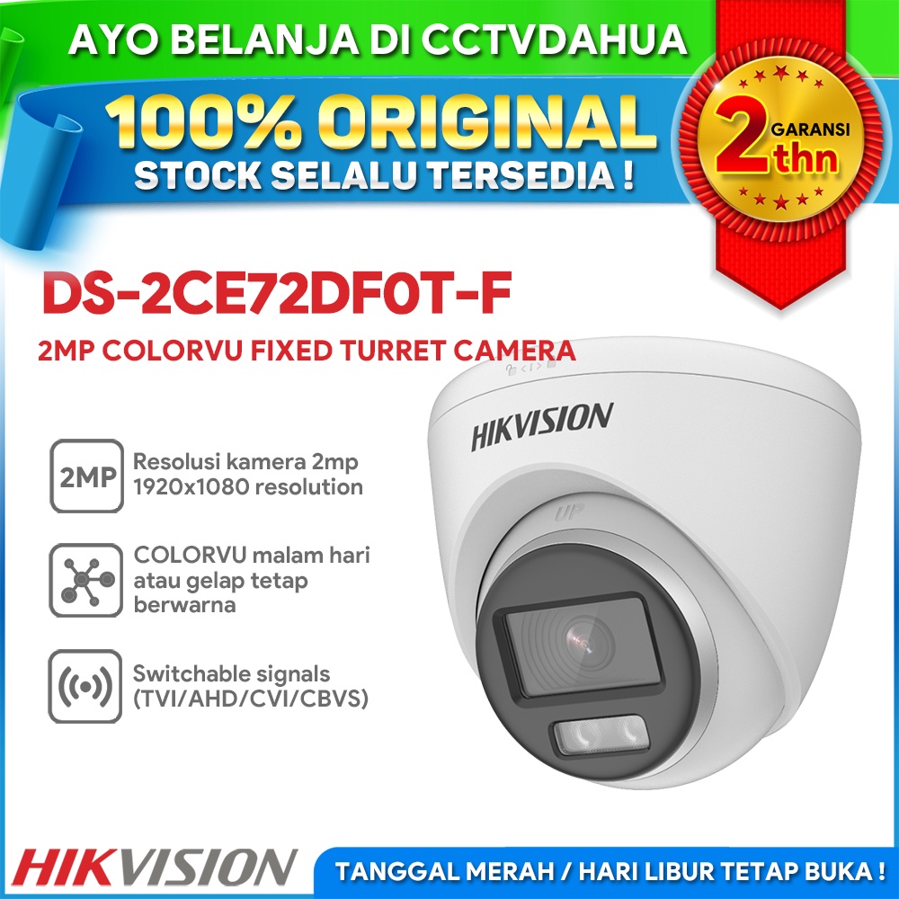 Hikvision DS 2CE72DF0T F 2MP COLORVU FIXED TURRET CAMERA Official