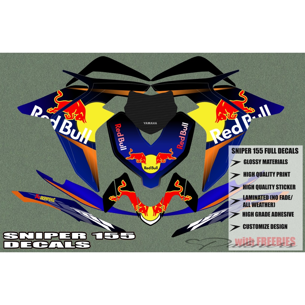 Sniper Yamaha Version Decals Redbull Glossy Material Sticker